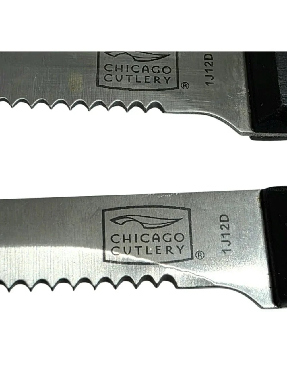 8 Chicago Cutlery Steak Knives Black Rivets Serrated Blade Meat Knife Set Sharp